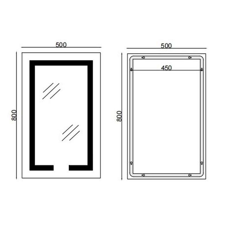 Дзеркало Mixxus Hard MR07-50x80 з LED Touch, Anti-fog, димером, регулюванням яскравості (MI6658)