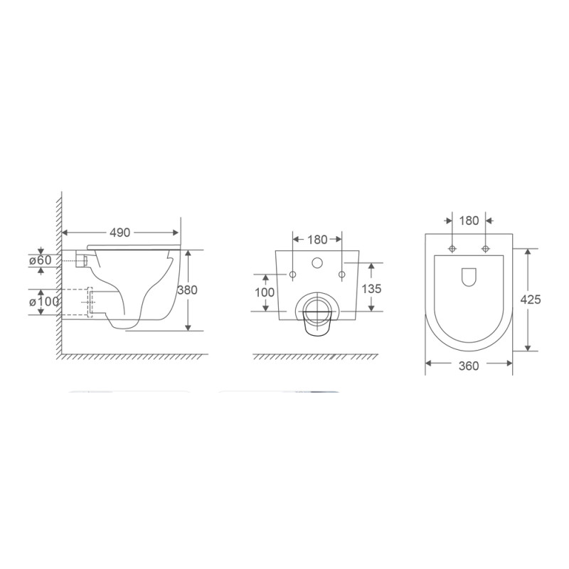 Унитаз подвесной Mixxus Premium TOPPER-0302-T3 490х360х380mm, система смыва TORNADO 3.0 (MP6599)