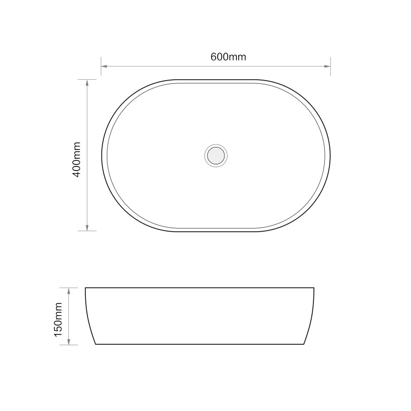 Раковина накладная MIXXUS PREMIUM ELLIPSE-0105 600х400х150mm (MP6563)