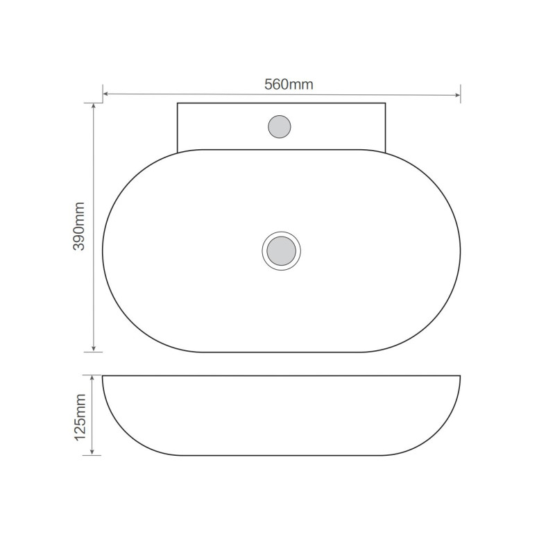 Раковина подвесная MIXXUS PREMIUM DIVERSE-0201 560х390х125mm с отверстием под смеситель (MP6510)