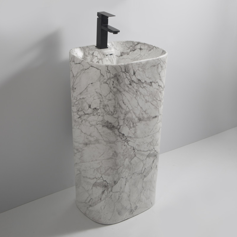 Раковина моноблок MIXXUS PREMIUM DIVERSE-1101 MARBLE 460х380х840mm с отверстием под смеситель и пер