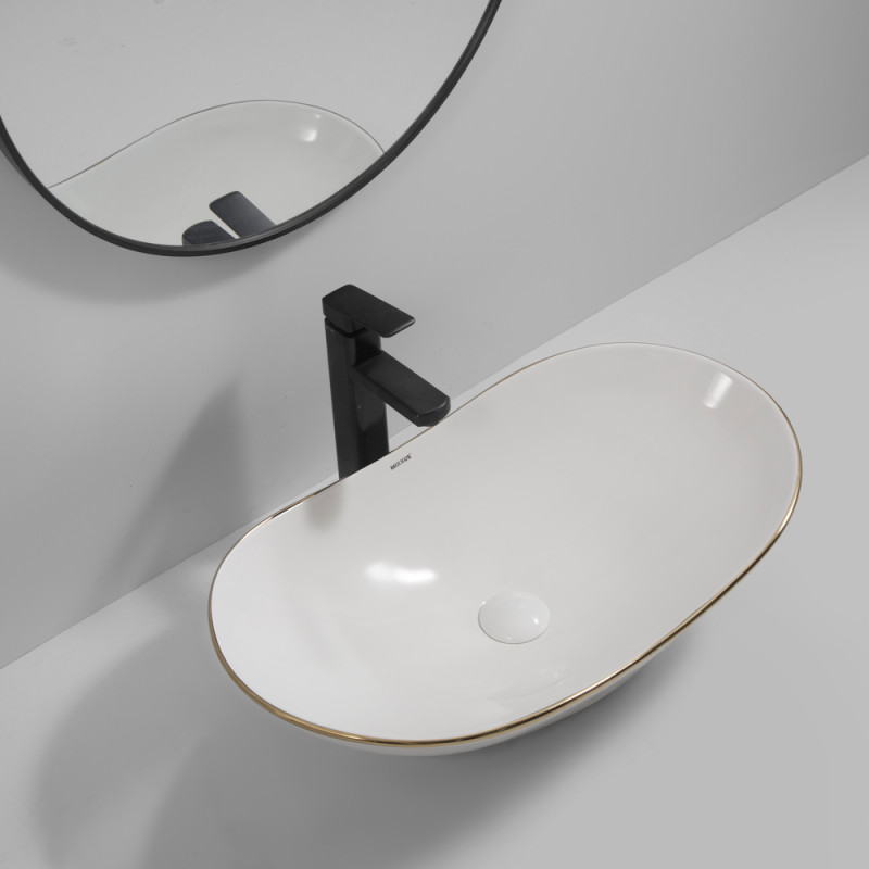 Раковина накладная MIXXUS PREMIUM WAVE-0105 EDGE GOLD 620х360х160mm (MP6557)