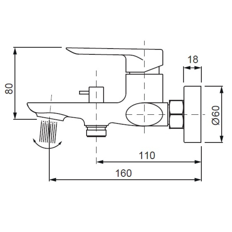 Змішувач для ванни джойстиковий з коротким зливом Koer KB-40028-05 (KR5306) з латуні Колір чорний матовий
