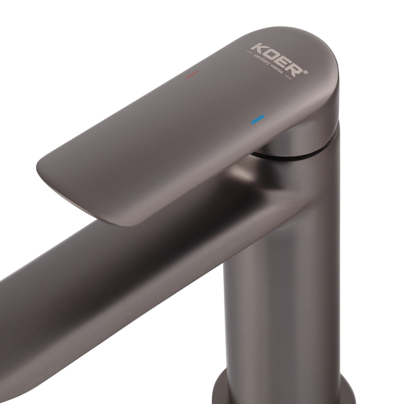 Змішувач для умивальника джойстиковий Koer KB-10028-07 (KR5292) з латуні Колір графітовий