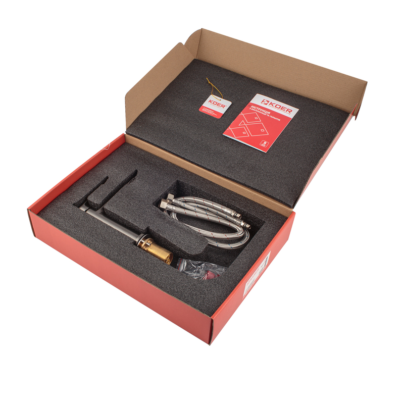 Змішувач для умивальника джойстиковий Koer KB-10028-07 (KR5292) з латуні Колір графітовий