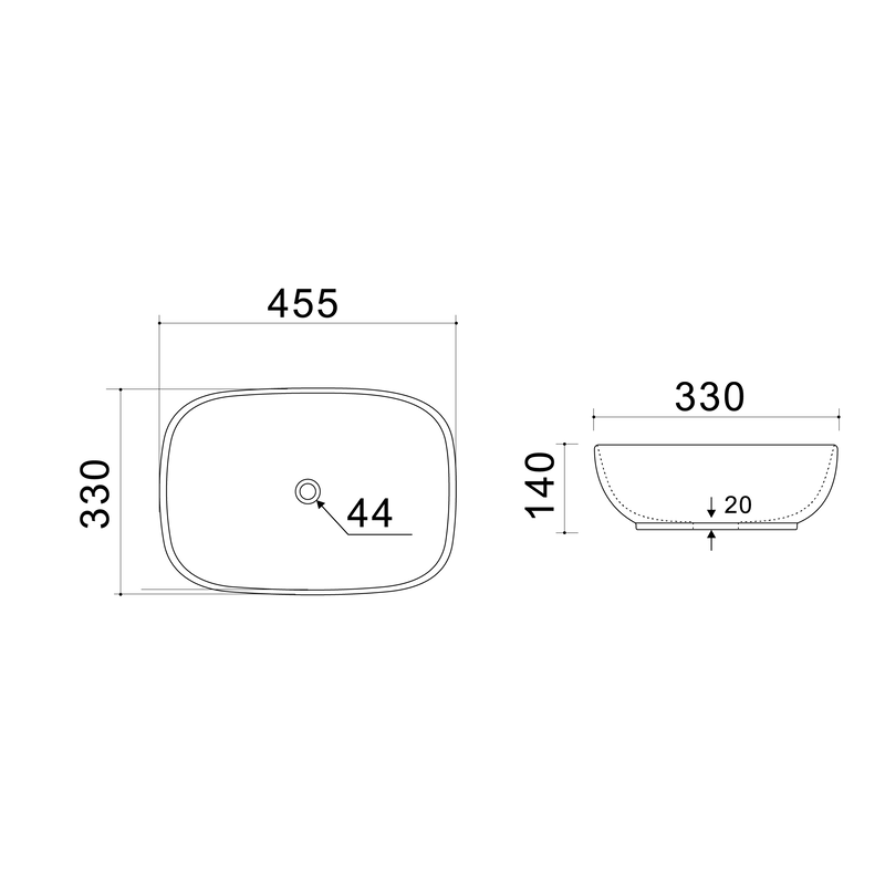 Раковина накладная Mixxus Premium DIVERSE-0116 GRAY 455x330x135mm (MP6651)