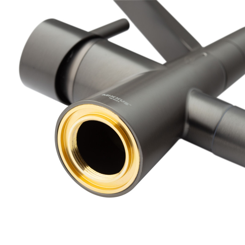 Змішувач для кухні двоважільний Mixxus Premium Magnet 021 (MI6975) з латуні Колір графітовий