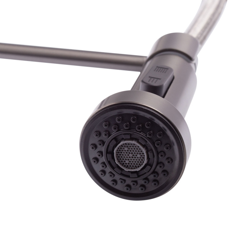 Змішувач для кухні одноважільний з виливом пружина Mixxus Premium Spring 017 (MI6952) з латуні Колір графітовий