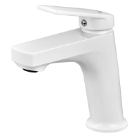 Змішувач для умивальника джойстиковий Plamix Lucas-001 SET з підведенням (PM0706) з термопластику Колір білий глянсовий