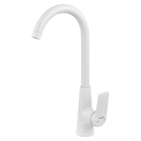 Змішувач для кухні джойстиковий Plamix Lucas-011 SET з підведенням (PM0714) з термопластику Колір білий глянцевий