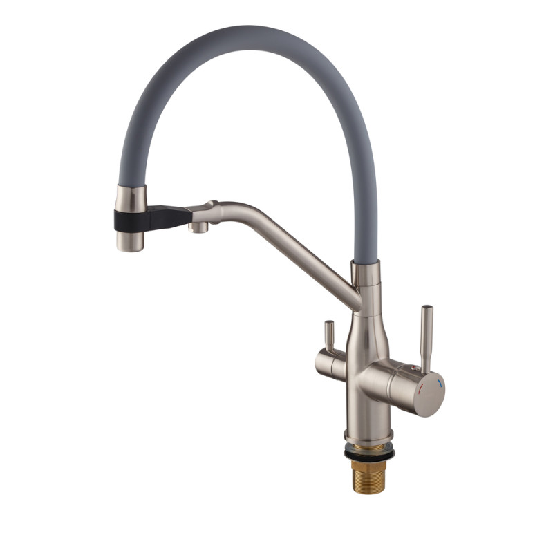 Змішувач для кухні джойстиковий Mixxus Premium Gravity 021 SS Color (MI6980) з латуні Колір нержавіюча сталь