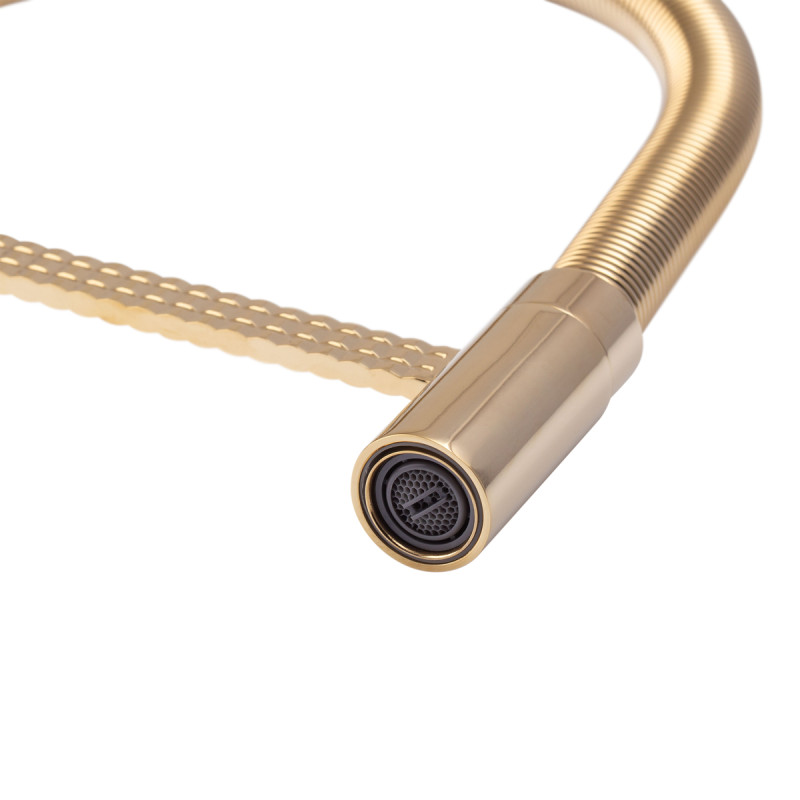 Змішувач для кухні одноважільний Mixxus Premium Spark 017 (MI6972) з латуні Колір золотий
