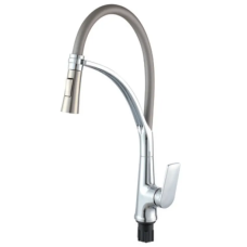 Змішувач для кухні джойстиковий Plamix Lucas-017 SET (з підведенням) (PM0715) з термопластику Колір хром