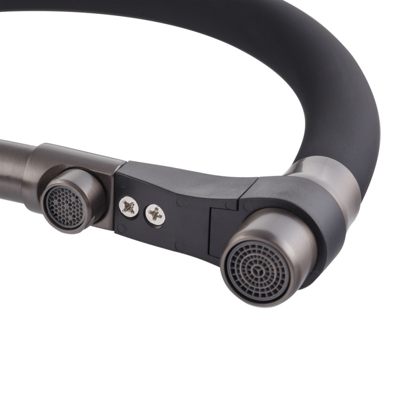 Змішувач для кухні двоважільний Mixxus Premium Gravity 021 (MI6979) з латуні Колір графітовий