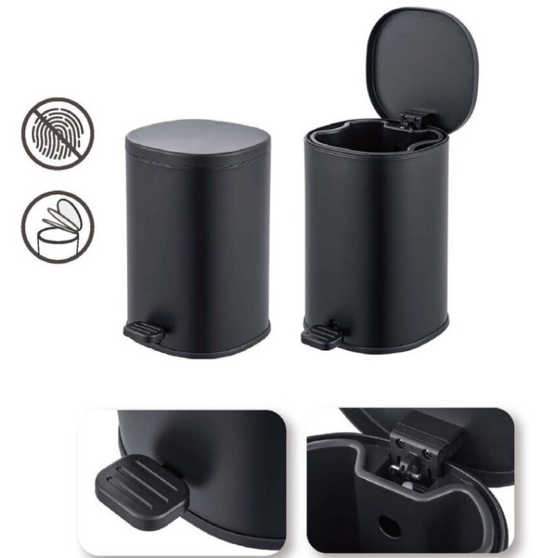 Відро для сміття з плавним закриттям овальне Zerix Prime-TC0105 Black 5л колір чорний