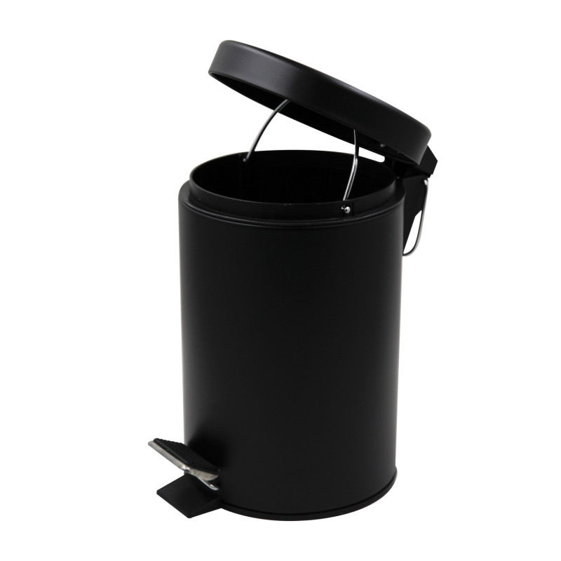 Відро для сміття кругле з кришкою та натискною педалькою Zerix Solo-TC0103 Black 3л колір чорний (ZX5896)