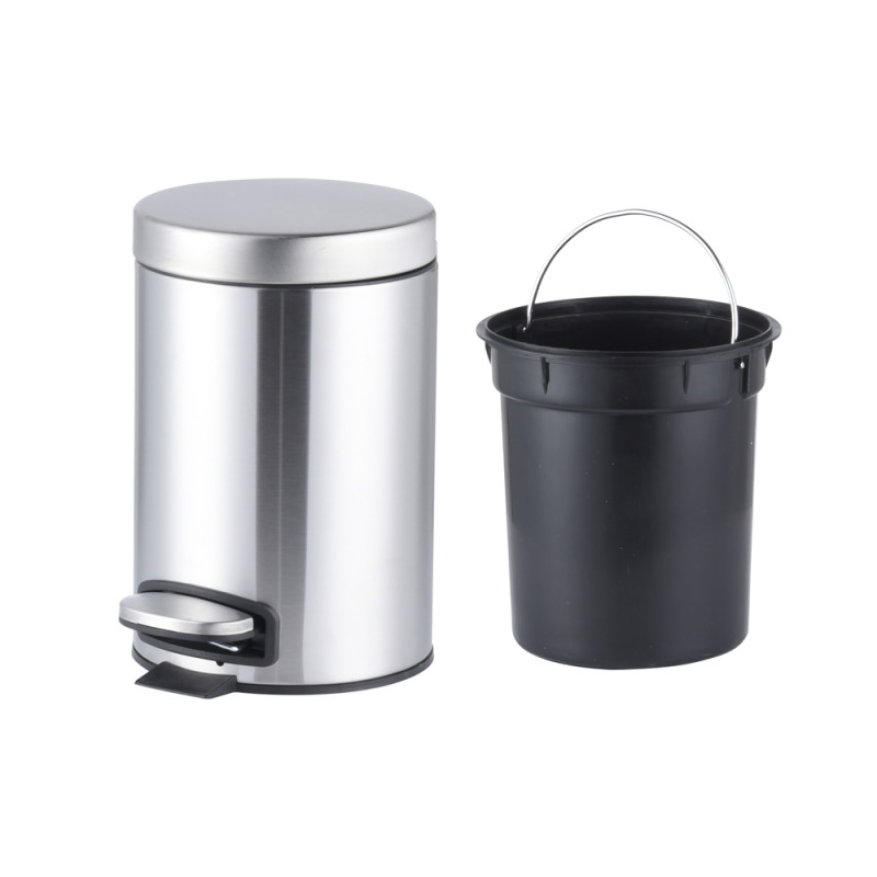 Відро для сміття з плавним закриттям кругле Mixxus Ellipse-TC0205 SS Color 5л колір нержавіюча сталь (MI707