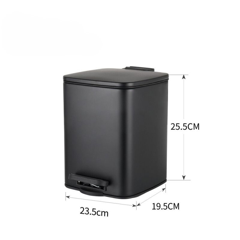 Відро для сміття з плавним закриттям квадратне Zerix Kubix-TC0106 Black 6л колір чорний (ZX5890)