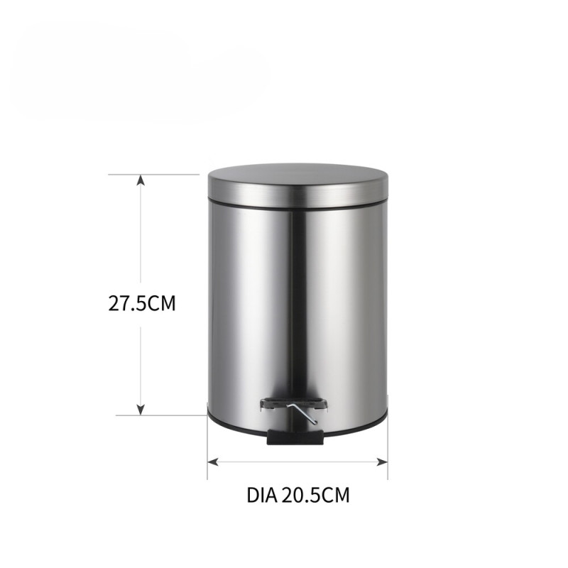 Відро для сміття з плавним закриттям кругле Zerix Solo-TC0205 SS Color 5л колір нержавіюча сталь (ZX5888)