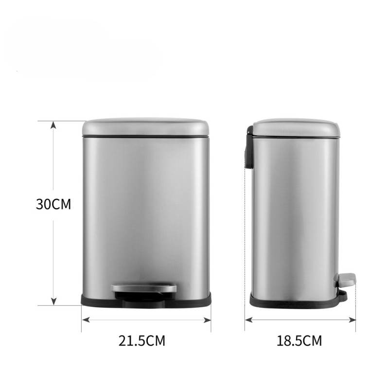 Відро для сміття з плавним закриттям прямокутне Mixxus Premium Style-TC0305 SS Color 5л колір нержавіюча сталь