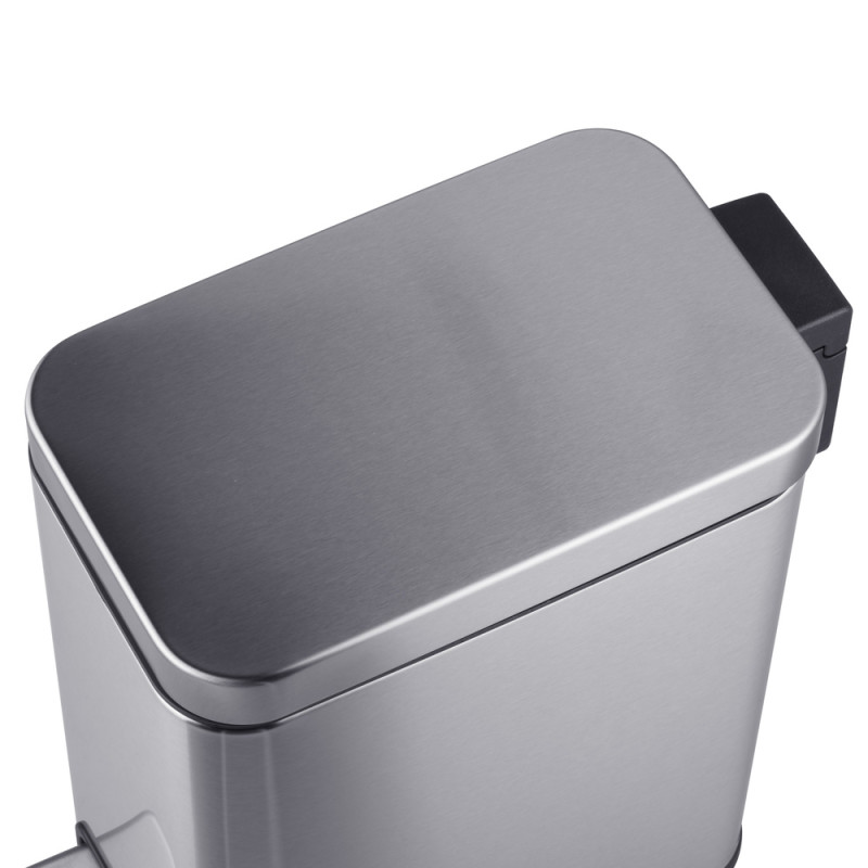 Відро для сміття з плавним закриттям прямокутне Mixxus Premium Quadro-TC0105 SS Color 5л колір нержавіюча сталь