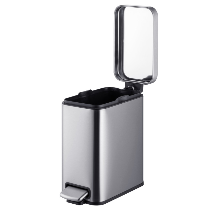 Відро для сміття з плавним закриттям прямокутне Mixxus Premium Quadro-TC0105 SS Color 5л колір нержавіюча сталь