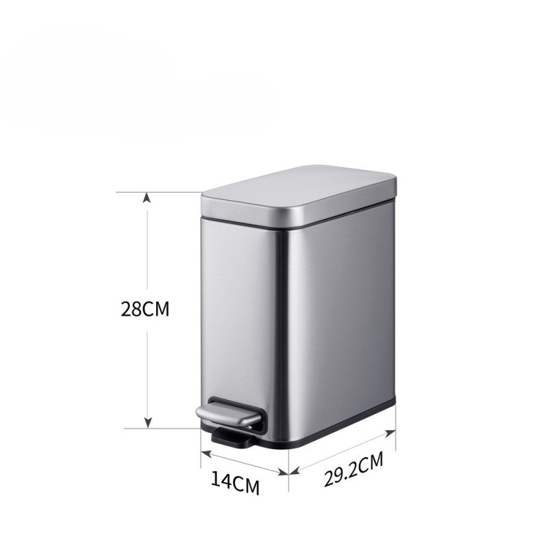 Відро для сміття з плавним закриттям прямокутне Mixxus Premium Quadro-TC0105 SS Color 5л колір нержавіюча сталь