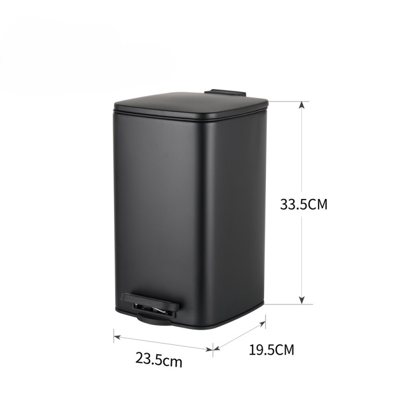 Відро для сміття з плавним закриттям квадратне Zerix Kubix-TC0108 Black 8л колір чорний (ZX5892)