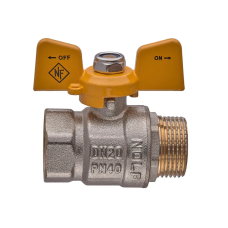 Кран шаровой Nolf classic NFC.722-08-3/4" FM ГШБ YELLOW, ручка "бабочка" желтая (NF3130)