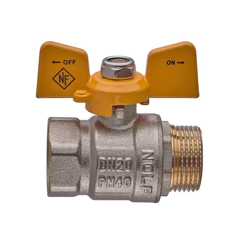 Кран шаровой Nolf classic NFC.722-08-3/4" FM ГШБ YELLOW, ручка "бабочка" желтая (NF3130)