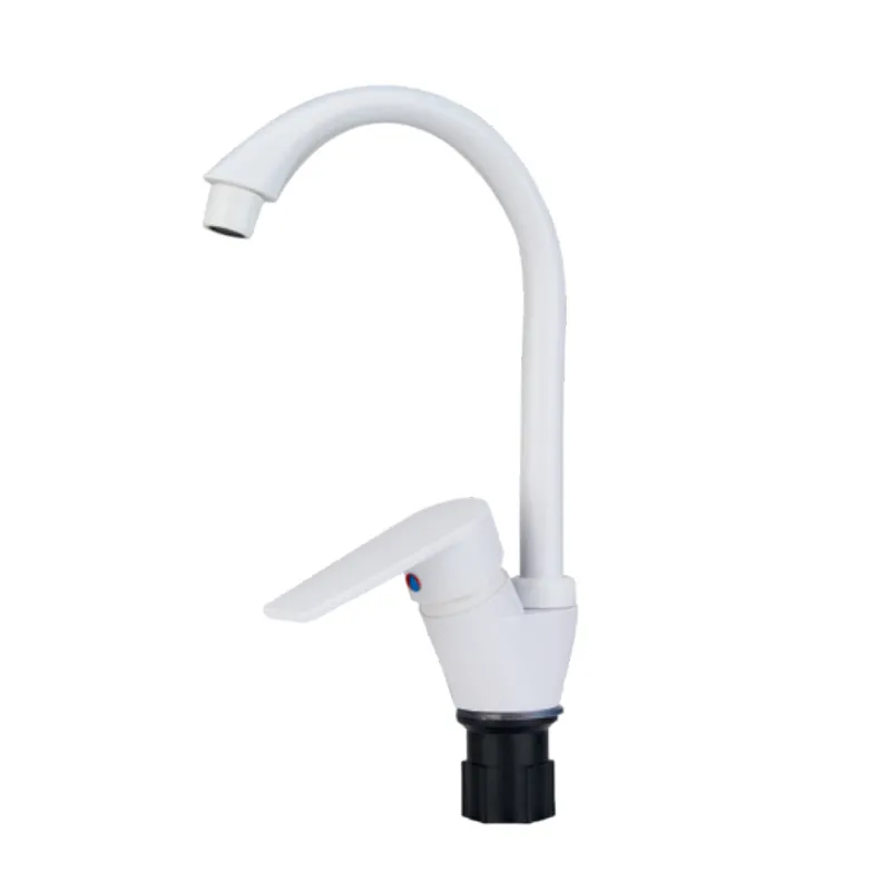 Змішувач для кухні джойстиковий Plamix Oscar-011 (з підведенням) (PM0650) з термопластику Колір білий глянцевий