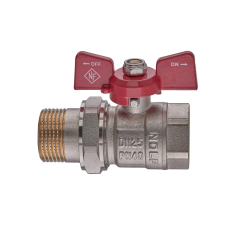 Кран с американкой Nolf classic NFC.921-10-1" FM ГШБ, ручка "бабочка" красная (NF3152)