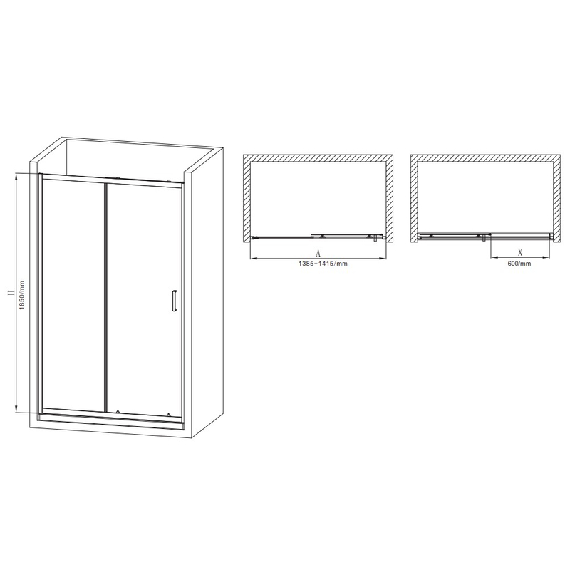 Дверь в нишу Mixxus Premium DIVERSE SD01-140x185-TR Chrome прозрачное стекло 5мм (MI6874)