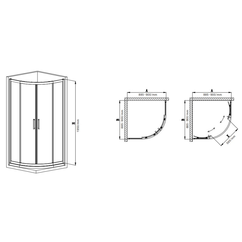 Душевая кабина без поддона Mixxus Premium DIVERSE SC01-90x90x195-TR Black прозрачное стекло 5мм (MI