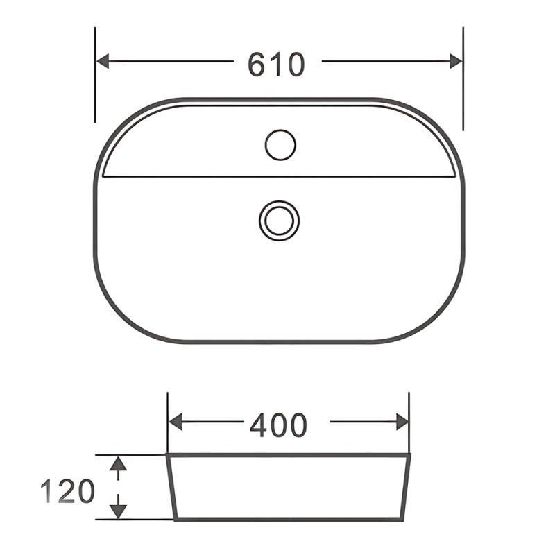 Раковина накладная Mixxus Premium ELLIPSE-0204 600х380х115mm с отверстием под смеситель (MP6679)