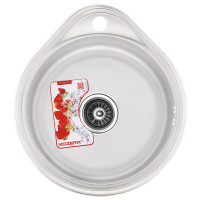 Кухонна мийка врізна з нержавіючої сталі кругла Zerix Z4843-06-160MD (micro decor) (ZS0567) колір Сталевий
