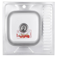 Кухонна мийка накладна з нержавіючої сталі квадратна Zerix Z6060L-06-160E (Satin) (ZM0568) колір Сталевий