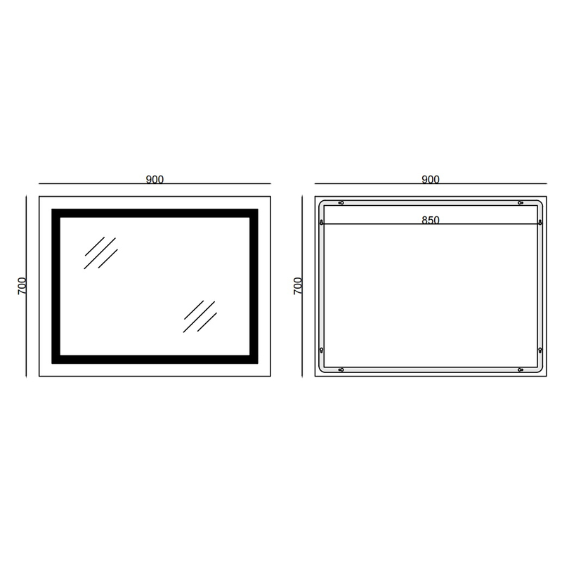 Дзеркало Mixxus Light MR01-90x70 (годинник, LED-підсвічування, антизапотівання) (MI5999)