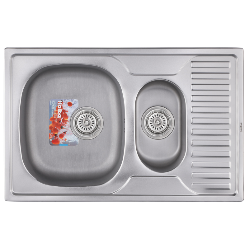 Кухонна мийка врізна з нержавіючої сталі прямокутна Haiba 78x50 Armonia (decor) (HB0651) колір Сталевий