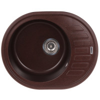 Кухонна мийка врізна з граніту овальна Zerix ZS-6250R-12 (ZX4552) колір Коричневий