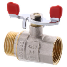 Кран шаровой Waterpro WP607-20FMW - 3/4" FMW ГШМ, ручка "бабочка" красная (WP0149)