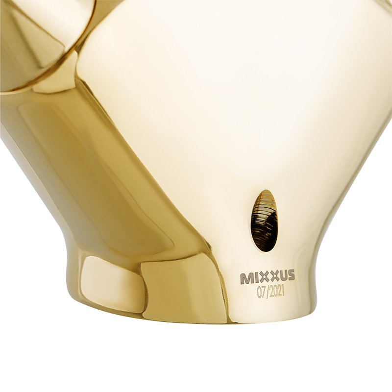 Змішувач для умивальника двовентильний з латуні з коротким виливом Mixxus Premium Retro Gold-161 (MI5848) колір Золотий