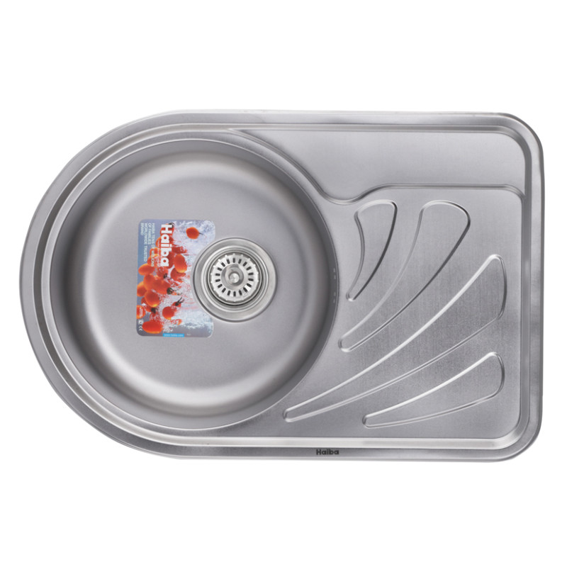 Кухонна мийка врізна з нержавіючої сталі овальна Haiba 67x44 (decor) (HB0557) колір Сталевий