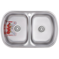 Кухонна мийка врізна з нержавіючої сталі овальна Zerix Z7749-08-180E (Satin) (ZM0565) колір Сталевий