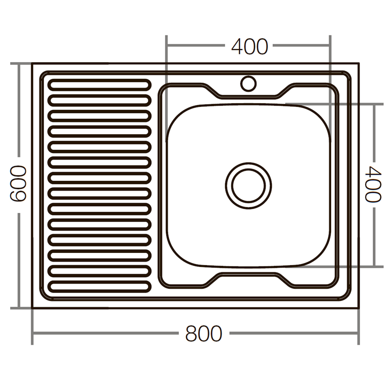 Кухонна мийка накладна з нержавіючої сталі прямокутна Zerix Z8060R-06-160E (Satin) (ZX1617) колір Сталевий