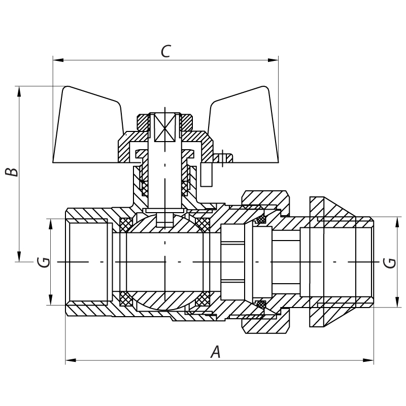 Кран с американкой 1/2" "антипротечка" (Koer KR.227.W-Gi) белый (KR0190)