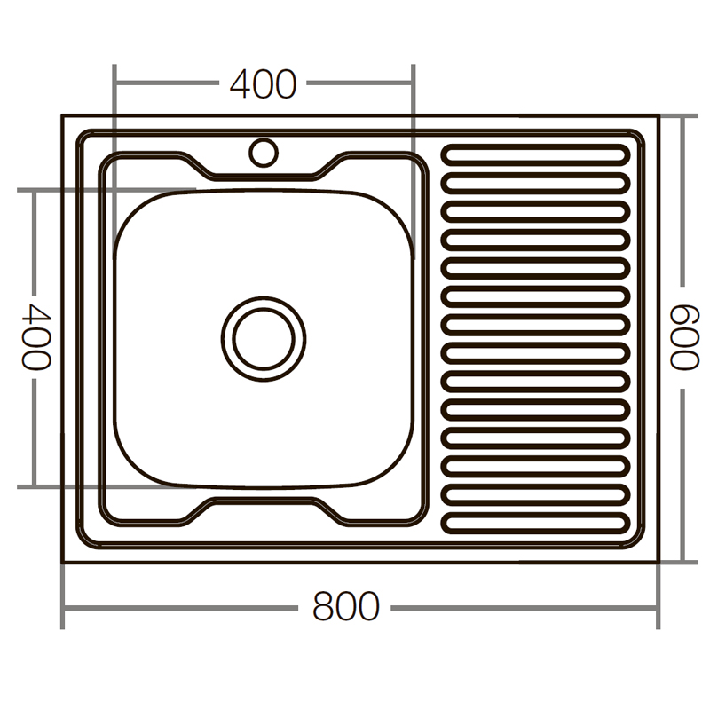 Кухонна мийка накладна з нержавіючої сталі прямокутна Zerix Z8060L-04-160E (Satin) (ZX1618) колір Сталевий