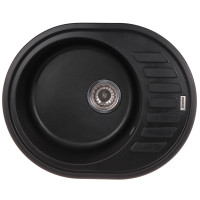 Кухонна мийка врізна з граніту овальна Zerix ZS-6250R-03 (ZX4548) колір Чорний