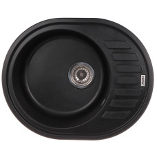 Кухонна мийка врізна з граніту овальна Zerix ZS-6250R-03 (ZX4548) колір Чорний
