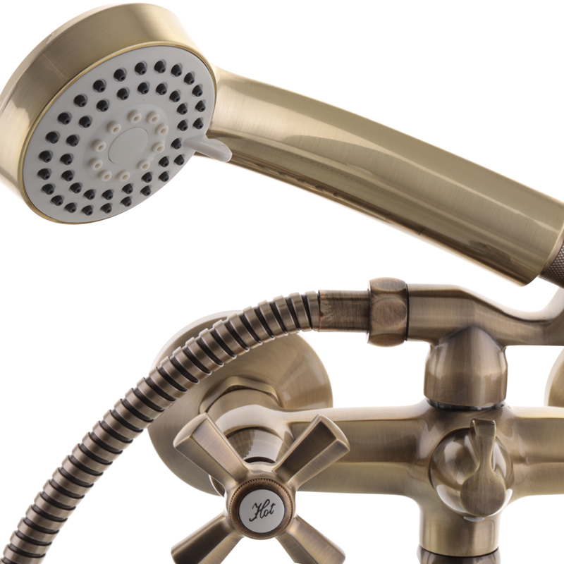Змішувач для ванни двовентильний з латуні з коротким виливом Mixxus Premium Retro Bronze-142 (MI1652) колір Бронзовий